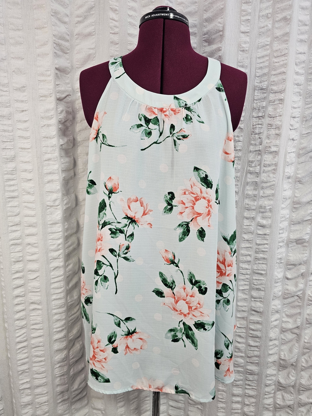 torrid Flowy Loose Mint Floral Halter Blouse with Pink Roses Torrid Size 0